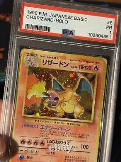 Cartes Pokémon Charizard #006 Holo Rare Jeu de Base JAPONAIS PSA 1 MAUVAIS SPIRALE