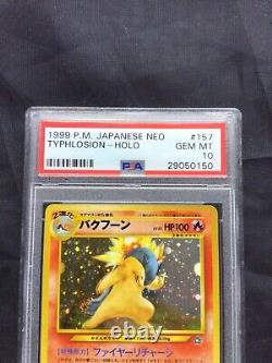 Cartes Pokemon japonaises Neo Rare Holo Typhlosion 157 PSA 10