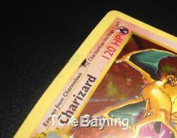 Charizard 4/102 1er Édition Ensemble De Base Shadowless Holo Rare Carte Pokémon Jouée