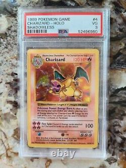 Charizard 4/102 Shadowless Base Set Pokemon Card Vg 1999 Psa 3 Rare