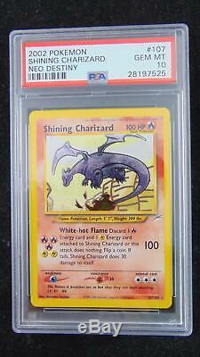 Charizard Brillant 107/105 Psa 10 Gem Mint Rare Holo Carte Pokemon Holo Neo Destiny