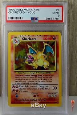 Charizard Holo Rare 1999 Carte Pokemon Wotc 4/102 Base Psa 9 Mint