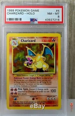 Charizard Holo Rare 1999 Wotc Carte Pokémon 4/102 De Base Psa 8 Nm Mint