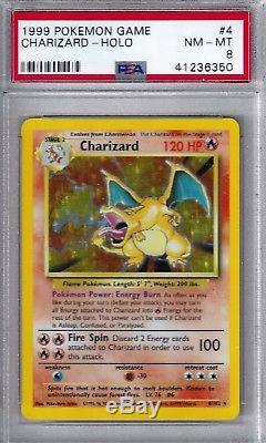Charizard Holo Rare Pokemon Card 4/102 Ensemble De Base Psa Noté 8 Nm Mt