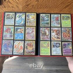Collection d'enfance de cartes Pokémon de 201 cartes, incluant des cartes rares, secrètes et en version intégrale.