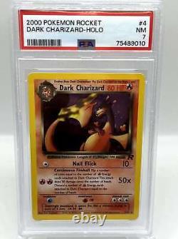 Dark Charizard 4/82 Équipe Rocket Holo Rare Carte Pokemon TCG Vintage PSA 7 NM