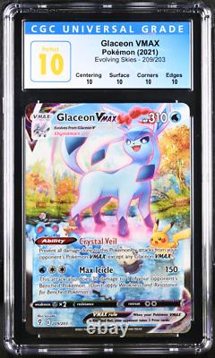 Glaceon Vmax 209/203 Alt Art Pokemon Card Cgc Parfect 10 Low Pop