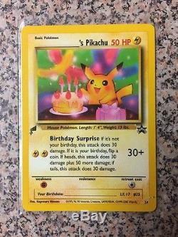 Joyeux Anniversaire De La Carte Pikachu Pokémon Tail Stamp Promo Error Misprint Rare