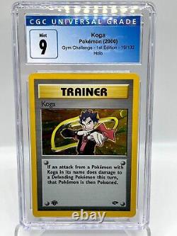 Koga 19/132 Défi de Gym 1ère Édition Holo Rare Carte Pokémon Notée CGC 9 MINT