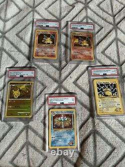 LOT DE POKEMON NOTÉ PSA ? Incluant 2 Cartes Rares Holo Charizard de Base Vintage