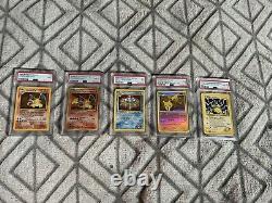 LOT DE POKEMON NOTÉ PSA ? Incluant 2 Cartes Rares Holo Charizard de Base Vintage