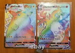 Lot De 10 Cartes Pokemon Avec Ultra Rare V Gx Ex Vmax Full Art Rainbow + 3 Holo Rare