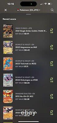 Lot de 124 cartes Pokémon ULTRA RARE PROMO VMAX EX GX V principalement en excellent état ou meilleur