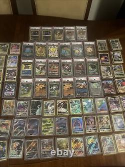 Lot de cartes Pokémon TCG. 23 cartes classées et 50 cartes Pokémon collectionnables non classées.