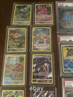 Lot de cartes Pokémon TCG. 23 cartes classées et 50 cartes Pokémon collectionnables non classées.