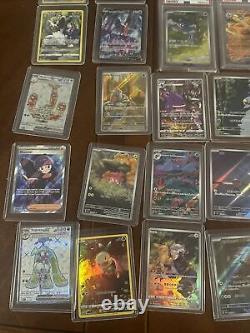 Lot de cartes Pokémon TCG. 23 cartes classées et 50 cartes Pokémon collectionnables non classées.