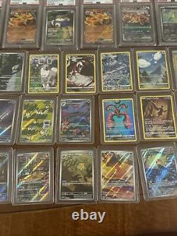 Lot de cartes Pokémon TCG. 23 cartes classées et 50 cartes Pokémon collectionnables non classées.