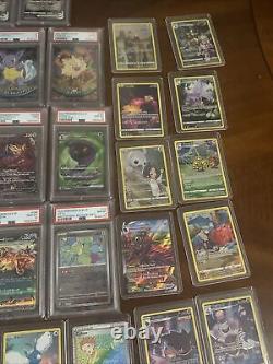 Lot de cartes Pokémon TCG. 23 cartes classées et 50 cartes Pokémon collectionnables non classées.