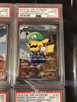 Mario & Luigi Pikachu Psa 10 Promo F. ​​un Ensemble De 4 Cartes Pokemon Mint Gem Mint Rare
