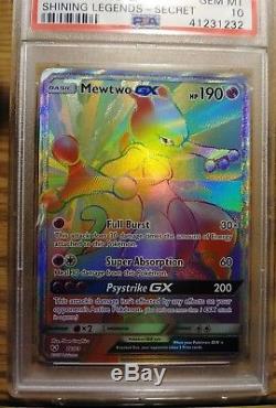 Mewtwo Gx Carte Pokémon Rare Rare 76/73 Jeu De Légendes Brillantes Psa 10 Gem Mint Fa