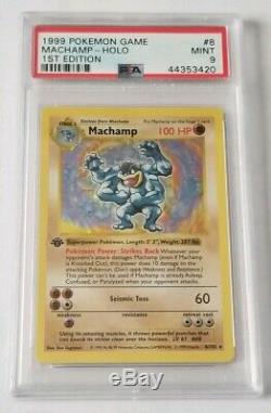 Mint Machamp Rare Holo 1er Édition Psa Carte Pokémon De Base 8/102 Rare Foil