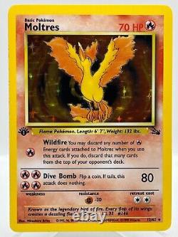 Moltres 12/62 Fossil 1ère Édition Holo Rare WotC 1999 Carte Vintage Pokémon TCG