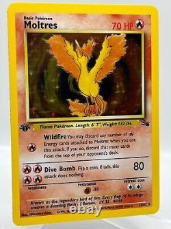 Moltres 12/62 Fossil 1ère Édition Holo Rare WotC 1999 Carte Vintage Pokémon TCG