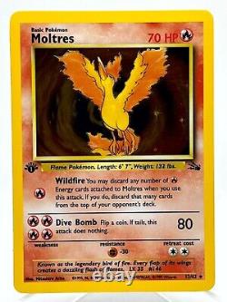 Moltres 12/62 Fossile 1ère édition Rare Holo WotC 1999 Carte Pokémon TCG Vintage