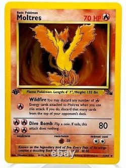 Moltres 12/62 Fossile 1ère édition Rare Holo WotC 1999 Carte Pokémon TCG Vintage