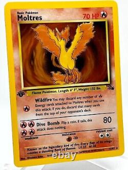 Moltres 12/62 Fossile 1ère édition Rare Holo WotC 1999 Carte Pokémon TCG Vintage