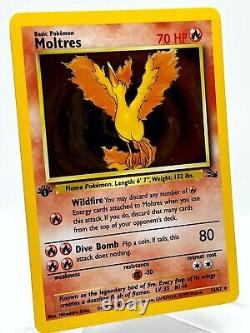 Moltres 12/62 Fossile 1ère édition Rare Holo WotC 1999 Carte Pokémon TCG Vintage