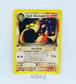 Monnaie Première Édition Dracaufeu Foncé Holo Rare Carte Pokémon 4/82 Équipe Rocket 1er Ed