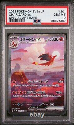 PSA 10 GEM MINT Charizard ex 201/165 Carte Pokémon rare à l'art spécial 151 japonais