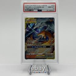 PSA 10 GEM MINT ! Reshiram et Charizard GX Jeux de Championnat du Monde Parfait ! RARE