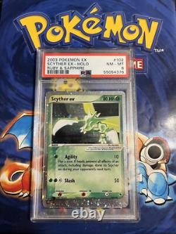 PSA 8 Scyther ex 102/109 Rubis et Saphir Carte TCG Pokémon Près de Neuf Vintage