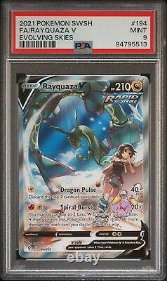 PSA 9 Rayquaza V Évoluant Skies Plein Art Alternatif Ultra Rare Carte Pokemon #194 MINT