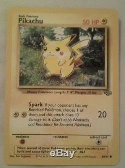 Pikachu Rare Card Original 1995 État Neuf 50 Ch 60/64