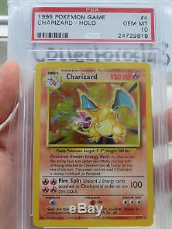 Pokémon 1999 Base Holo Charizard 4/102 Psa 10! Carte Rare
