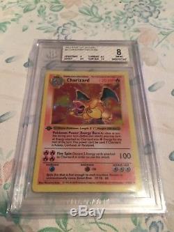 Pokémon Card 1ère Édition Shadowless Charizard Holo Base Rare Set Bgs 8.0