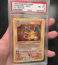 Pokemon Card 1st Edition Shadowless Charizard Psa 8 Nm-mt Grey Stamp