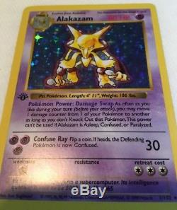 Pokemon Card Alakazam 1/102 Set De Base 1ère Édition Shadowless Holo Rare Near Mint +