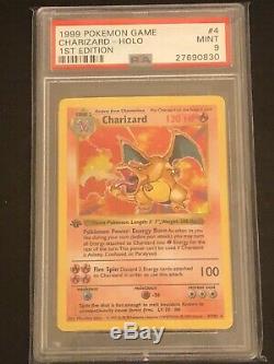 Pokémon Card Psa 9 Mint 1ère Édition Set De Base Charizard Holo 4/102 Rare