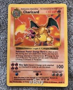 Pokemon Carte Shadowless Charizard Rare Holo 4/102 Base Set