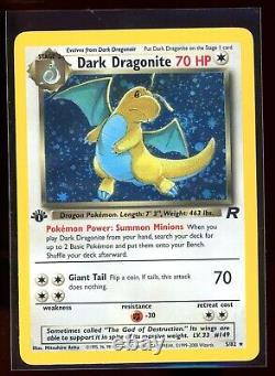 Pokémon Équipe Rocket 1ère Édition DRAGONITE Obscur Holo 5/82 WOTC Vintage 1999-2000