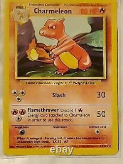 Pokémon Tcg Charmeleon Base Set 24/102 Régulier Illimité Peu Fréquent Rare 80hp Carte