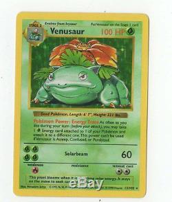 Pokemon Venusaur 15/102 Holo Rare Shadowless Carte Pokémon Originale