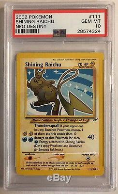 Psa 10 Brillant Raichu Neo Destin Secret Rare 111/105 Carte Pokémon Menthe Gemme