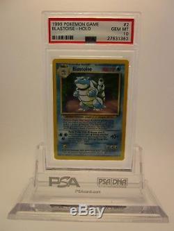 Psa 10 Gem Mint Blastoise Base Set Illimité Holo Rare Pokémon Card 2/102 S42