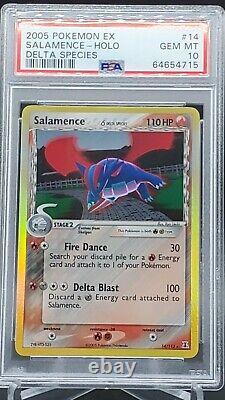 Psa 10 Gem Mint Salamence Ex Delta Espèce Holo Rare Pokemon Card 14/113