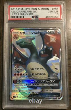Psa 10 Gem Mint Shiny Charizard Gx Japonais Ultra Brillant #209 Pokemon Card Holo